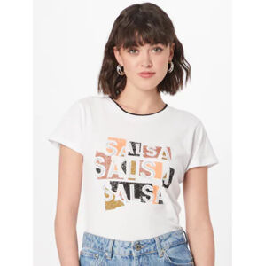 Salsa Jeans dámské bílé tričko s ozdobnými kamínky - L (0071)
